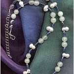 Perle, Blauquarz, Jade als Halskette